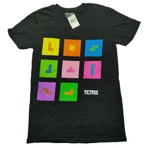 TETRIS Tetris Blocks Black Cotton T-Shirt - Men Small NEW
